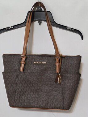 Michael Kors Jet Set EW Logo Tote, Brown/Acorn, MK Bag 30S0GTTT1B